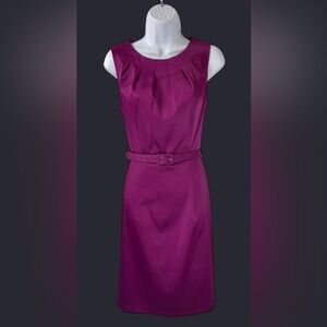 Dressbarn Magenta Belted Midi Dress